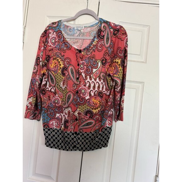 Joseph A Banks Womens Boho Paisley Daisies Cardigan XL - Picture 1 of 10